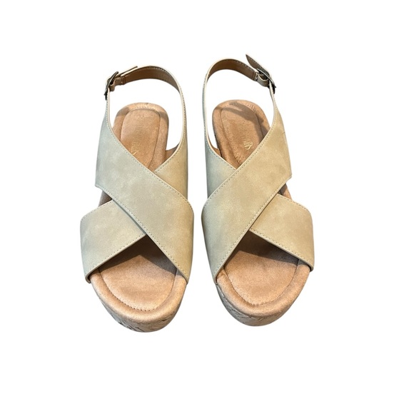 New Dream Pairs Comfort Open Toe Brown-Tan Wedges   Size: 11 - Picture 3 of 8